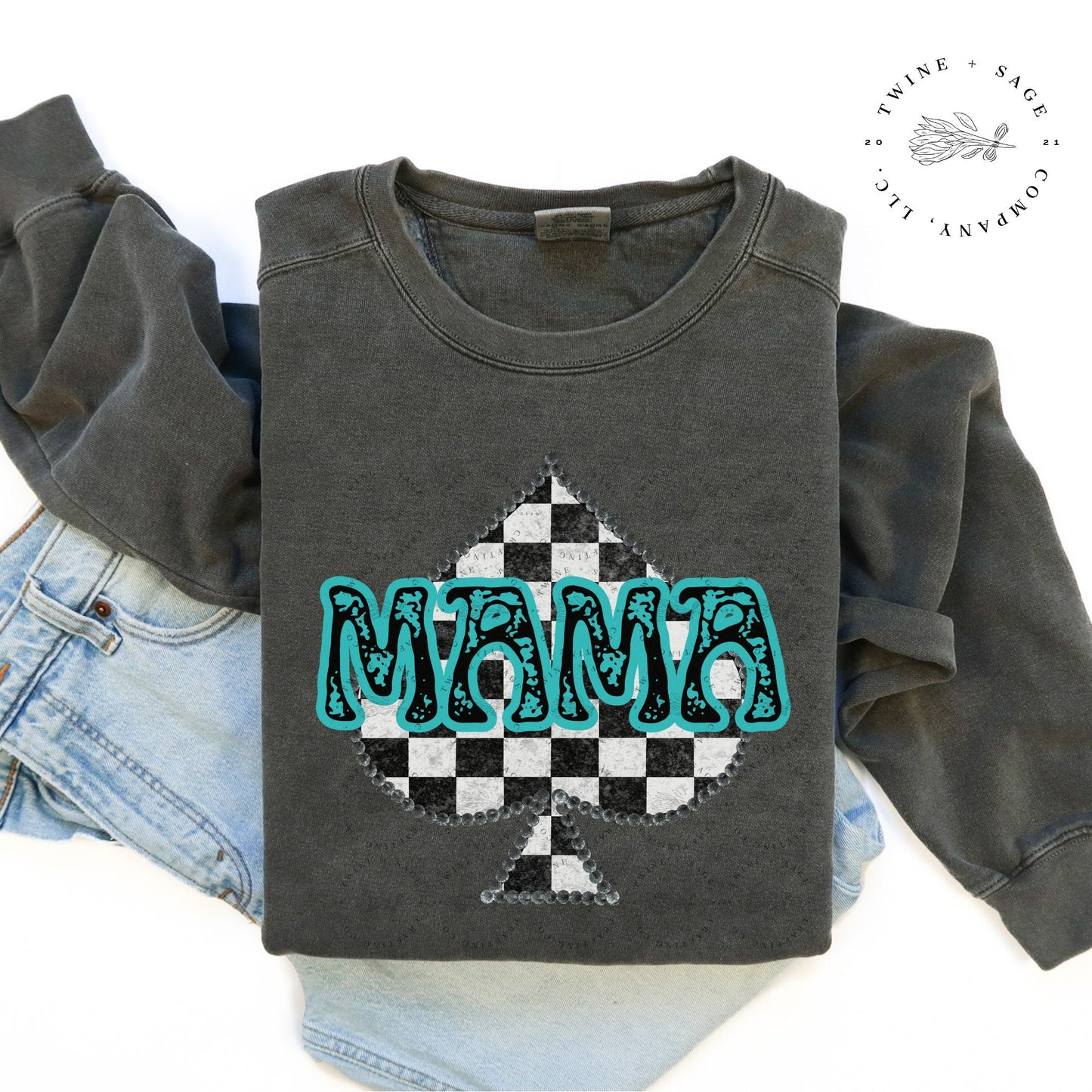 Comfort Colors Distressed Mama Sweatshirt, Mama Sweatshirt, Western Sweatshirt, Country Sweatshirt - Twine + Sage Co. LLC