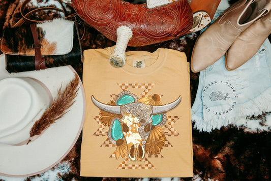 Cow Skull Shirt, Horse Shirt, Western Shirt, Cow Shirt, Graphic Tee Shirt, Comfort Colors Shirt - Twine + Sage Co. LLC