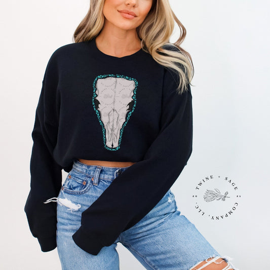 Cow Skull Sweatshirt, Mama Sweatshirt, Western Sweatshirt, Country Sweatshirt - Twine + Sage Co. LLC