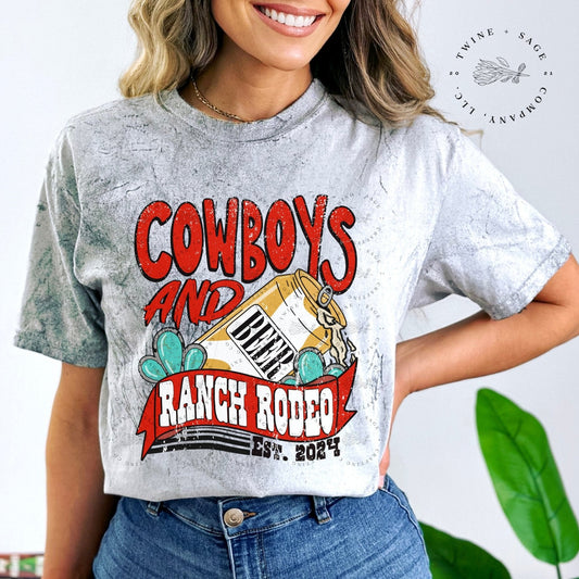 Cowboys and Beer Shirt, Country Shirt, Western Shirt, Cow Shirt, Graphic Tee Shirt, Comfort Colors Shirt - Twine + Sage Co. LLC