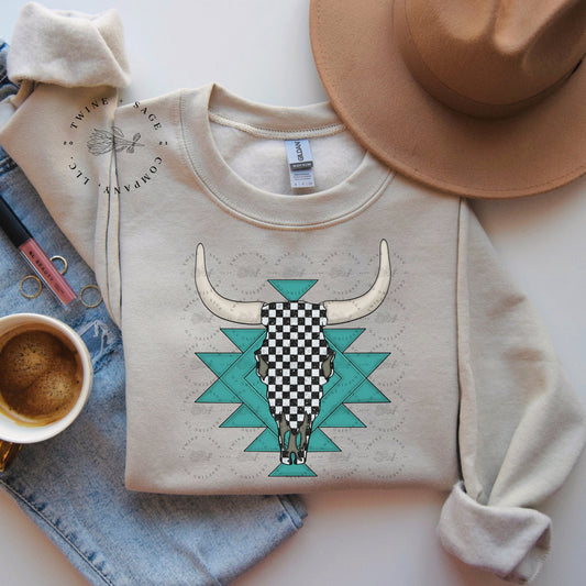 Cowgirl Sweatshirt, Mama Sweatshirt, Cow Skull Sweatshirt, Western Sweatshirt - Twine + Sage Co. LLC