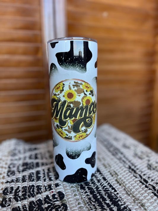 Cowhide Tumbler, Mama Tumbler, Western Tumbler, Cowprint Tumbler, Personalized Mama Gift, Gifts For Moms, Tumbler For Mom - Twine + Sage Co. LLC