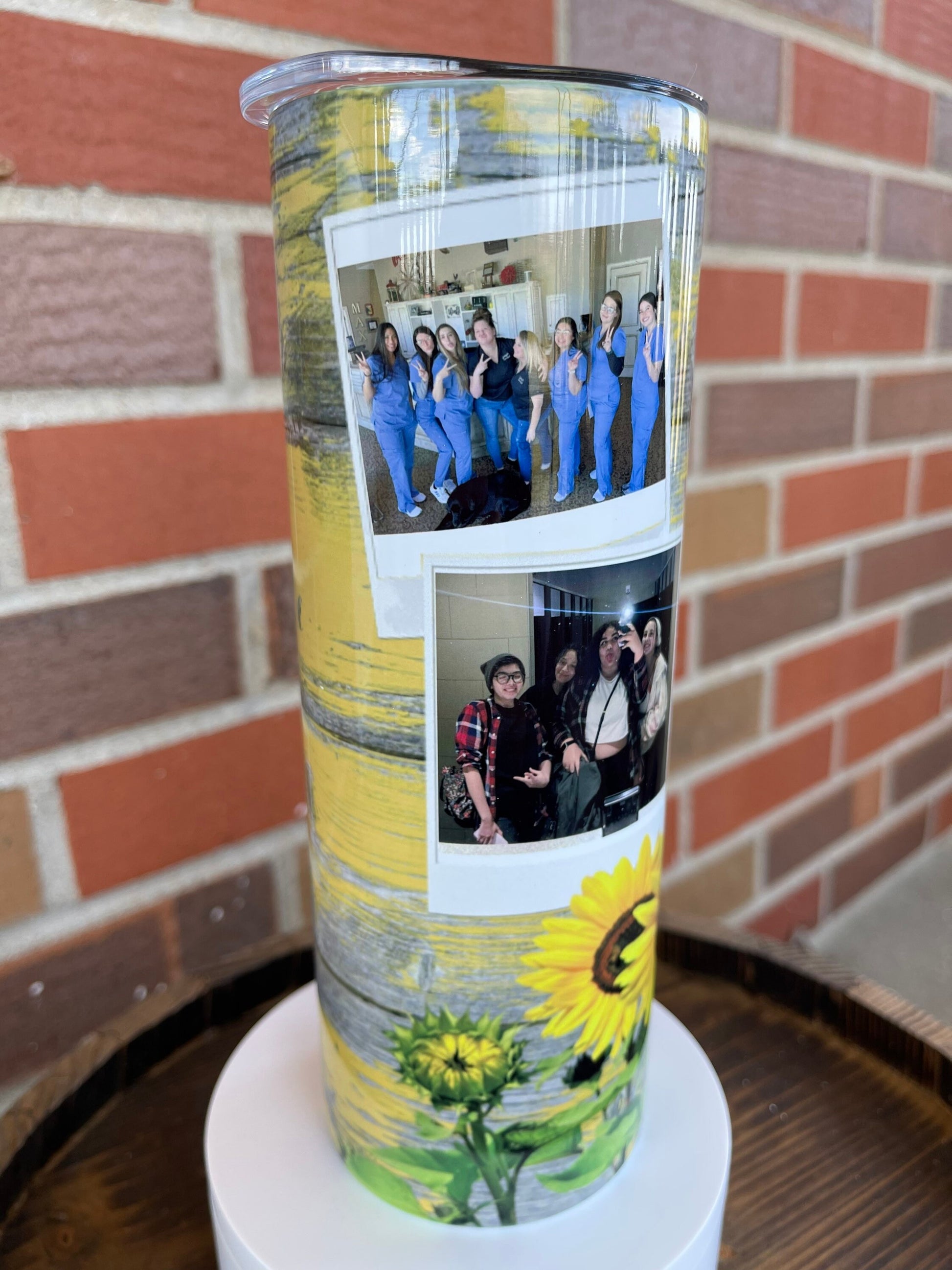 Personalized Tumbler, Christmas Gift, Mom Gift, Sunflowers, 20 oz Skinny Tumbler, Tumbler With Photos, Gift For Her,