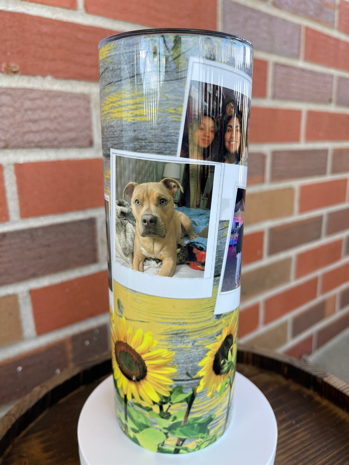 Personalized Tumbler, Christmas Gift, Mom Gift, Sunflowers, 20 oz Skinny Tumbler, Tumbler With Photos, Gift For Her,