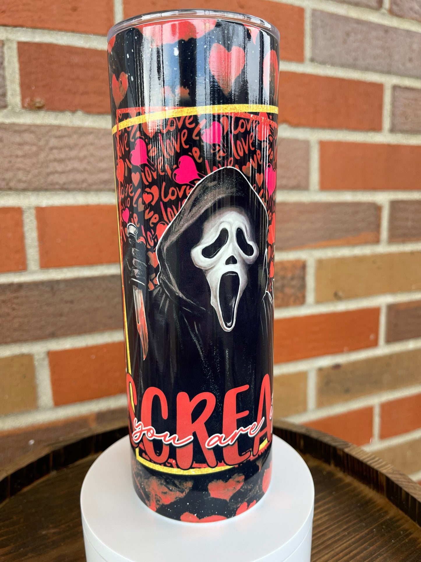 Ghostface 20 oz Skinny Tumbler, Scream Valentines Day Tumbler, Ghost Face Tumbler, Horror Movie Cup, Valentine, Gift For Her, Gift For Him