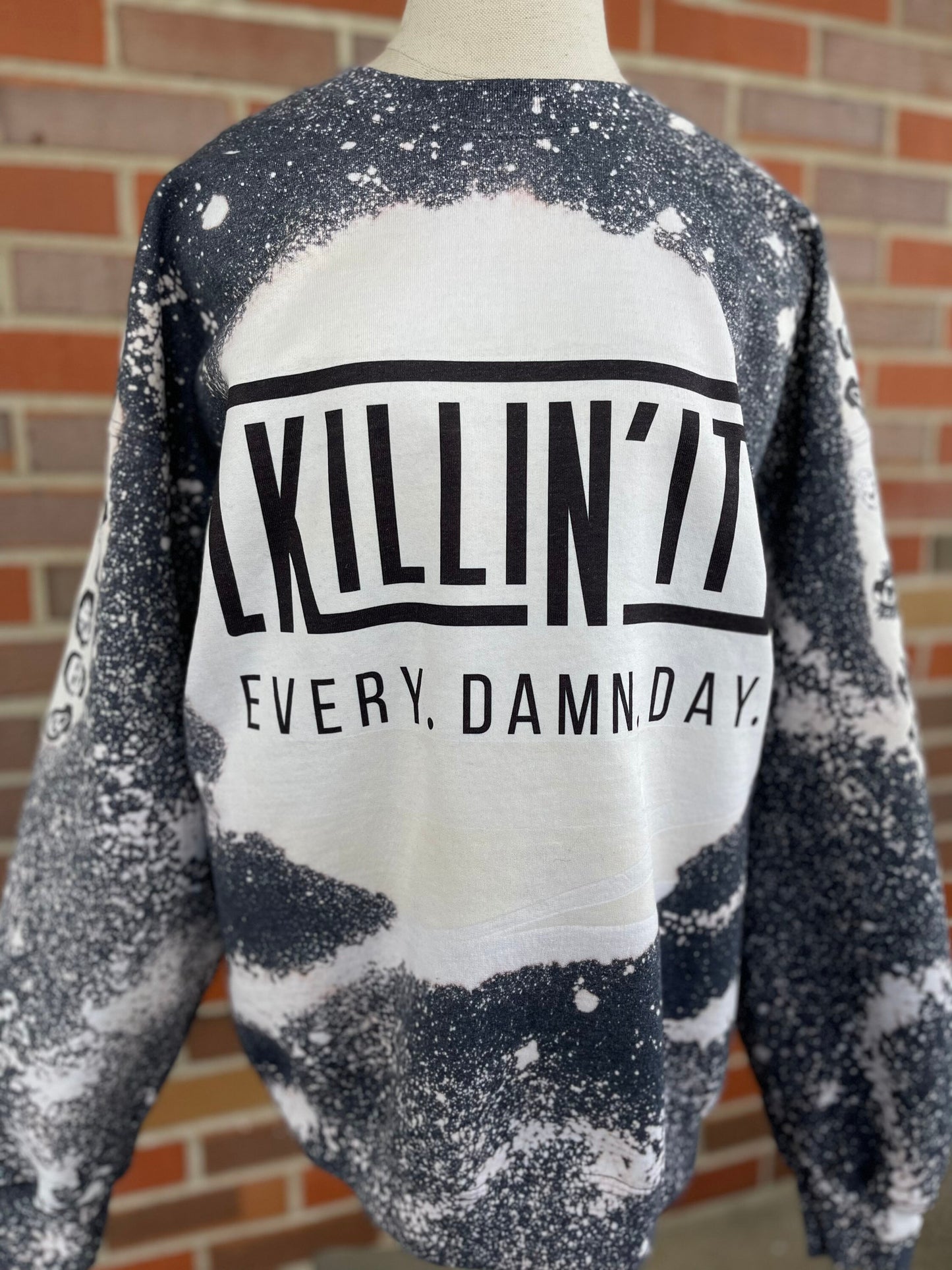 Killin It All Day Everyday Sweatshirt, Horror Crewneck, Motivational Crewneck, Halloween Horror Custom Bleach Crew Sweatshirt, Slasher Film