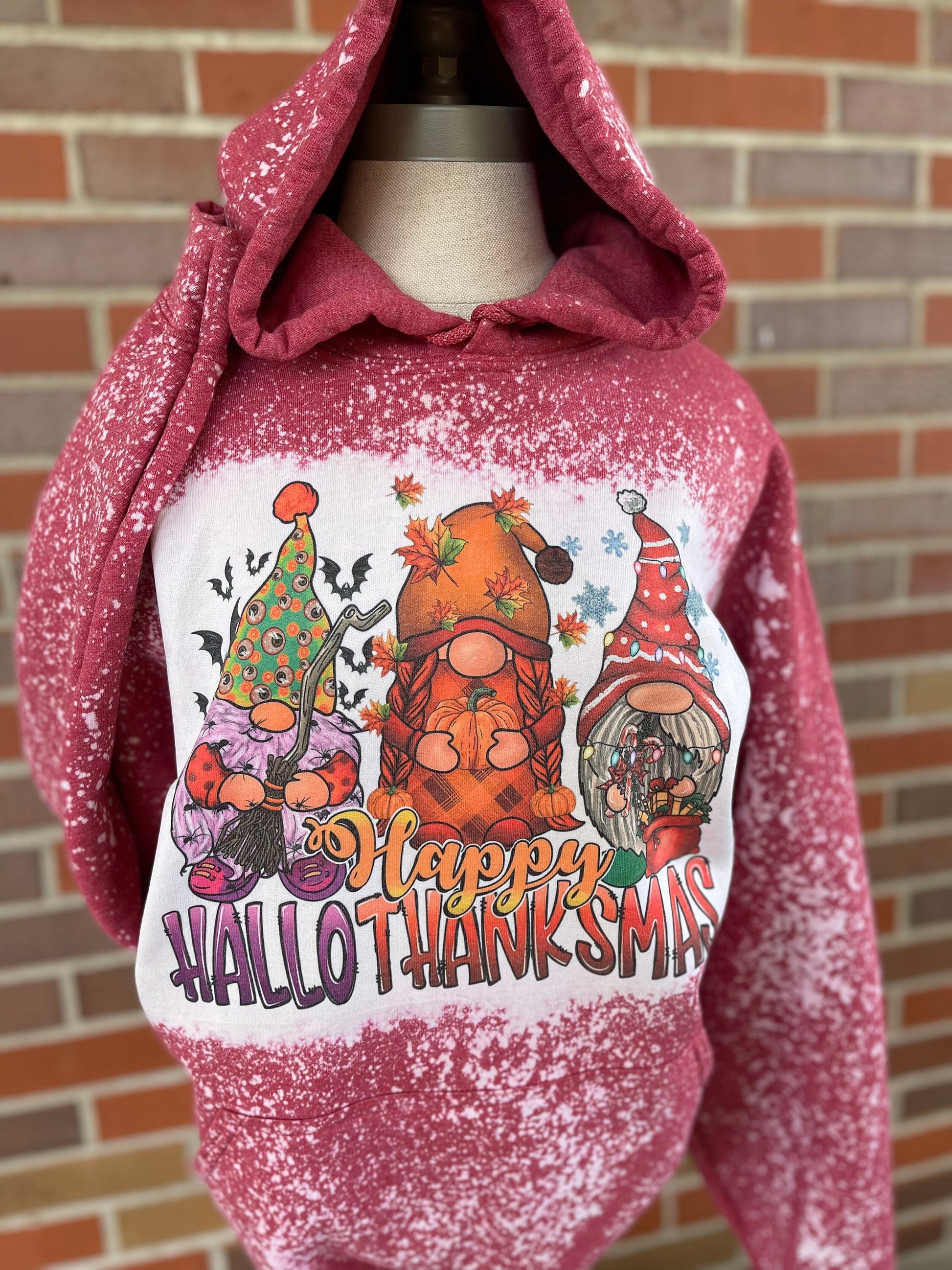 Happy Hallothanksmas Hoodie, Halloween Sweatshirt, Thanksgiving Sweatshirt, Christmas Sweatshirt, Gnomes, Fall Hoodie