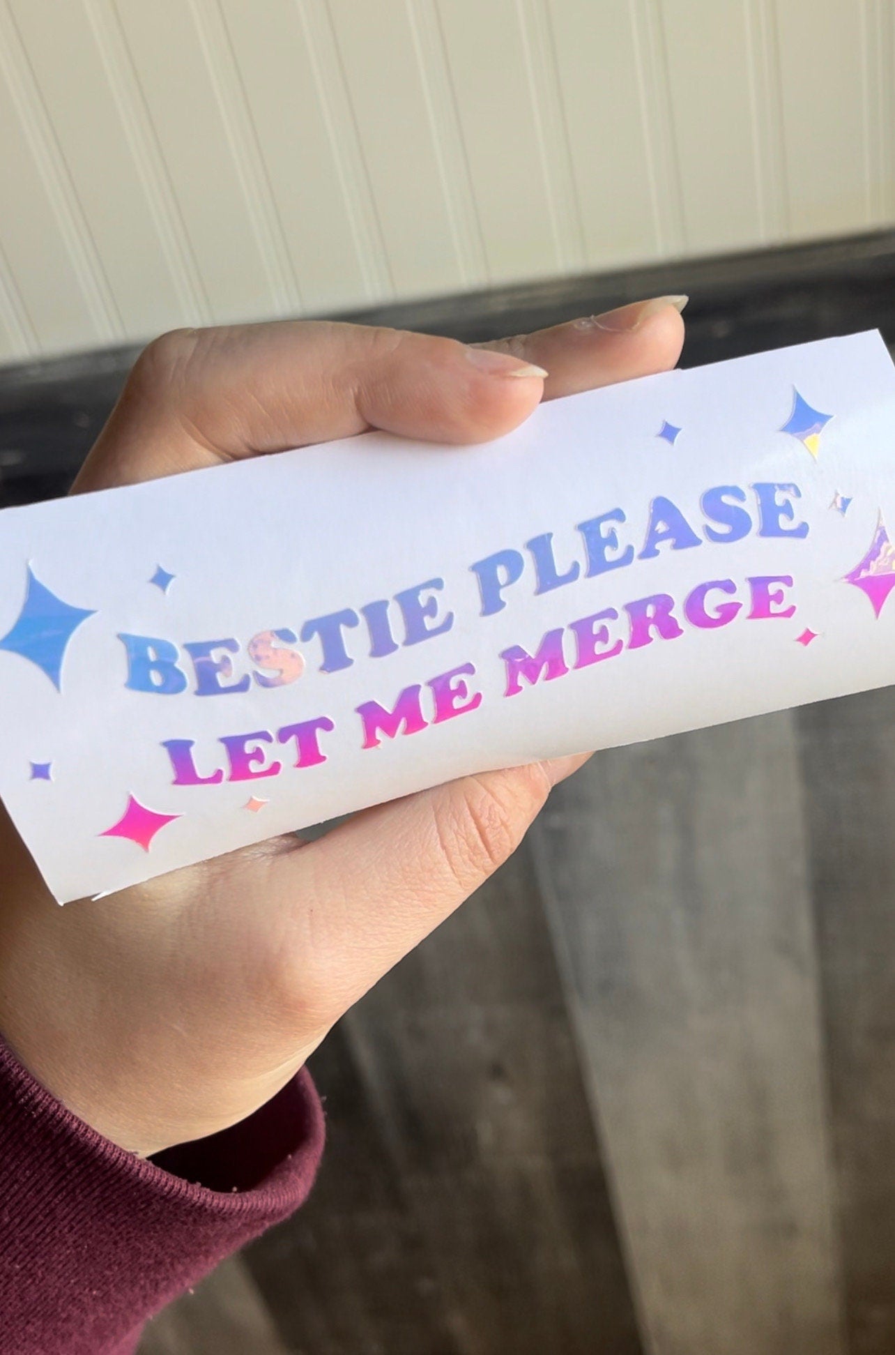 Bestie Please Let Me Merge Car Decal, Trendy Car Decal, Bumper Sticker