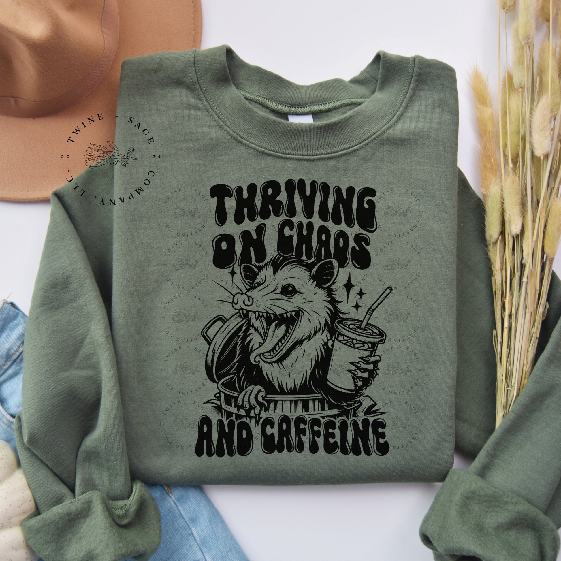 Thriving On Chaos And Caffeine Sweatshirt, Mama Sweatshirt, Grunge Sweatshirt, Alternative Sweatshirt